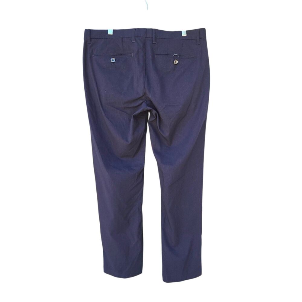 Ted Baker London SAMMEI Slim Fit Pinstripe Pants Navy Size 36R Flat Front Office - Picture 2 of 8
